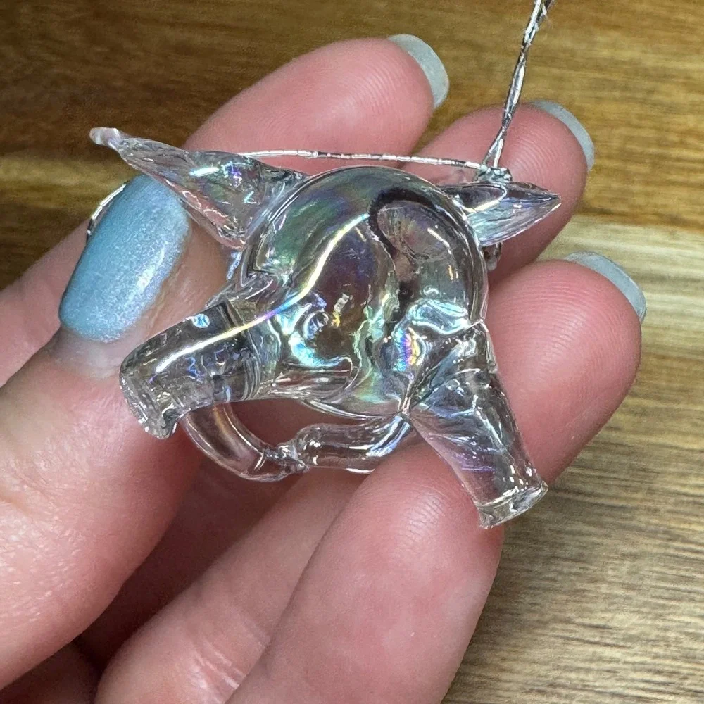 Iridescent Blown Glass Angel Ornament Mini Cherub Figurine Suncatcher Clear